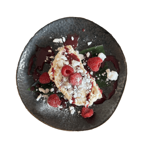 Raspberry & White Chocolate Meringue Roulade